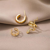 Vintage Snake Charm Round Ear Female Trend Cuffs Earring